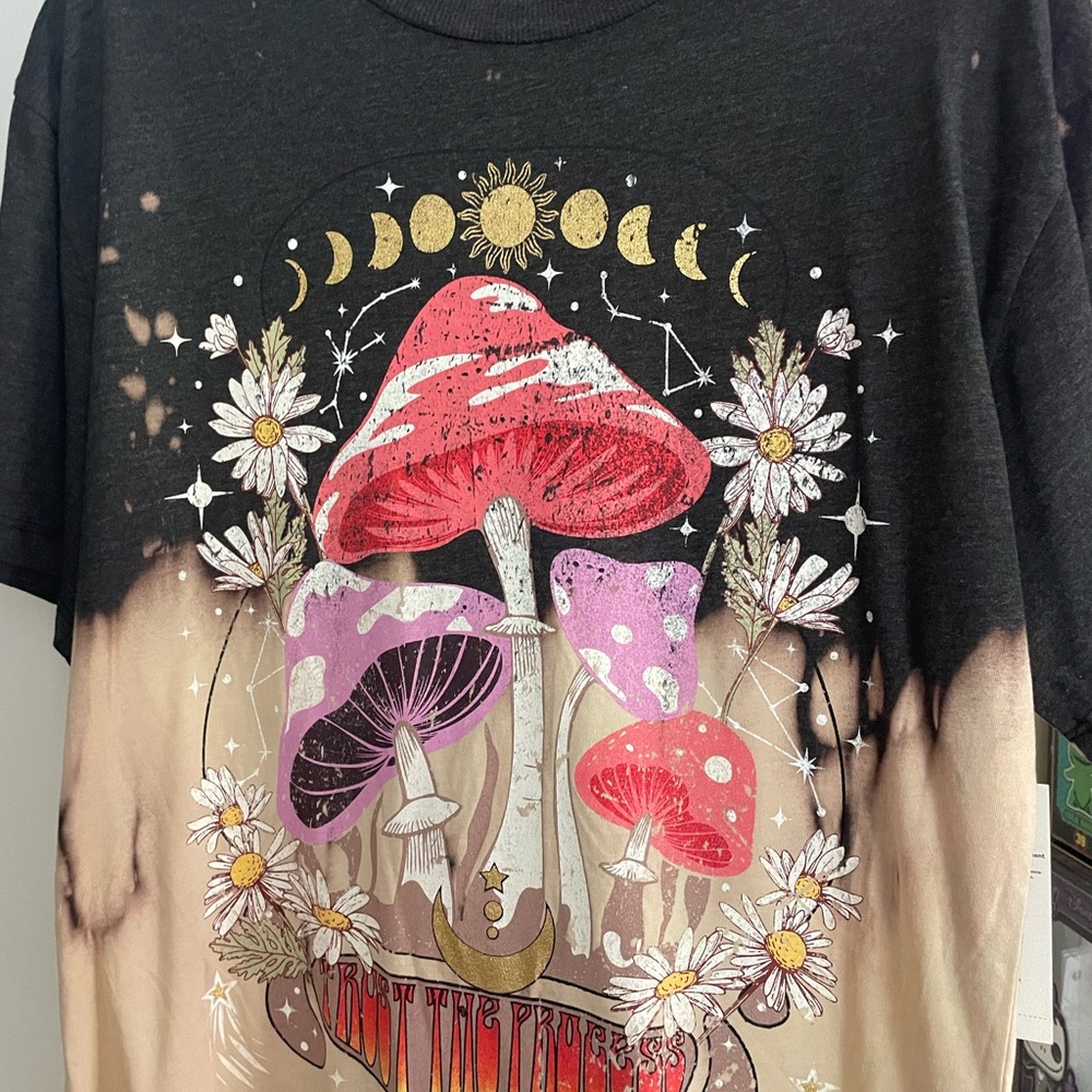 Mushroom Graphic Tee with Celestial Design